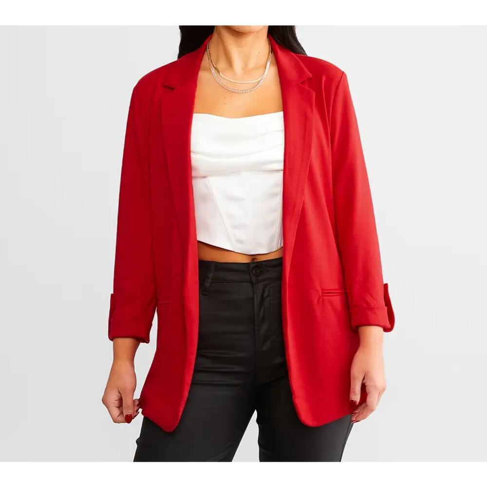 Stoosh Red Ponte Knit Blazer Size Small jacket top coat